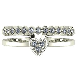 White Sapphire Promise Rings Craft In 14k White Gold For Gift 0.50 Carat