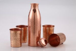 5 Pcs Carving Copper Bottle and Glass Set