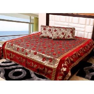 Red Embroidered Chenille Bed Covers
