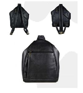 Black Casual Leather Shoulder Backpack