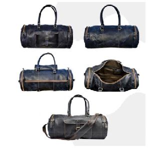 Leather Black & Blue 25 Inch Duffel Bags
