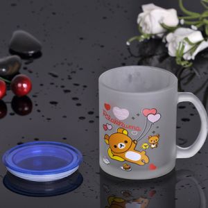 Frosted glass mug with lid