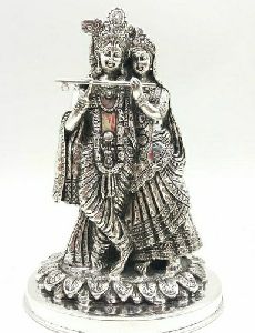 Radha Krishna Silver Murti