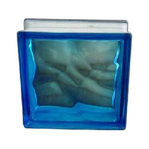 Blue Cloudy Glass Block