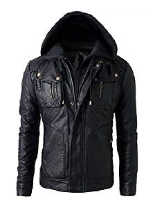 Mens Hooded Leather Jacket