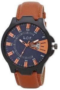 LOF Black Round Dial Leather Strap Men's Multi Function Analog Watch - LW2008