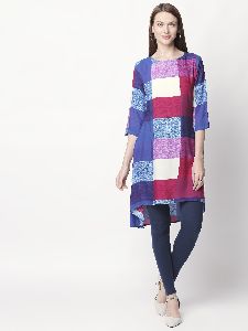 Blue Printed Viscose Kurti