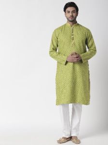 Casual Ethnic Cotton Kurta Mens Ethnic Kurta (Green)