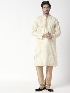 Ethnic Regular Fit Mens Kurta (Off WHite)