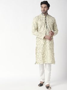 Mens Cotton Regular Kurta (Cream)