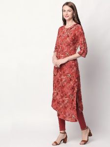 Multi Colour Mixed Print Tangerine Red