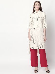 White Rayon Fabric Printed Kurti