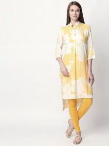 White with Yellow Floral Print Kurti