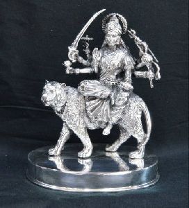 Silver Durga Mata Statue