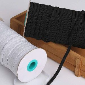 20mtr Black and White Polyester Flat Braided Elastic Cords