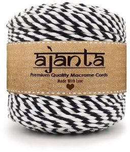 50mtr Black & White Twisted Multicolor Macrame Cords