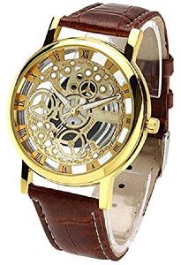 Stylish Gold Transparent Round Dial Analog watch - M162
