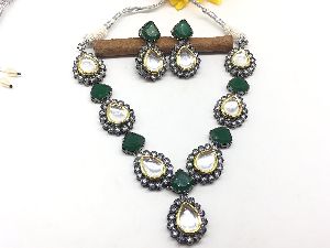 Oxidised Kundan Necklace Set
