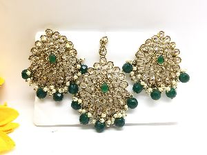 Polki Earrings with Mangtika