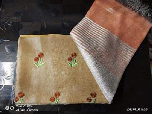 Embroidered Tissue Linen Saree