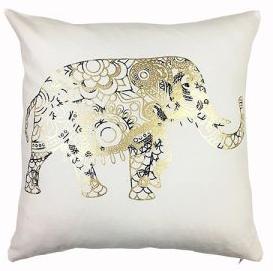 Elephant Pattern Gold Foil Printed Cushion