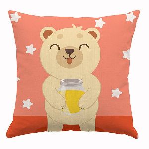 Smiley Teddy Printed Cushion