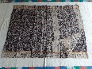 black kalamkari hand blocked saree