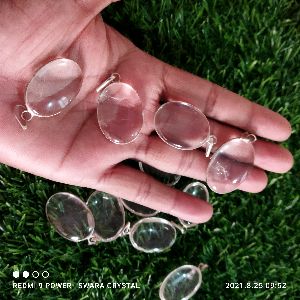 Clear quartz crystal oval pendant