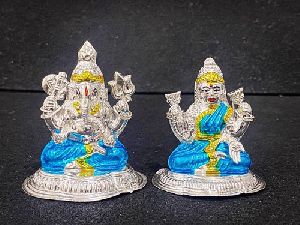 Silver Laxmi Ganesh Idol