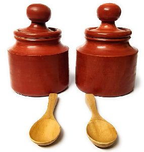 wooden spoon masala pot jar