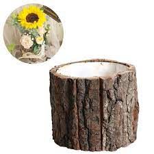 home decorative wooden bark flowers pot