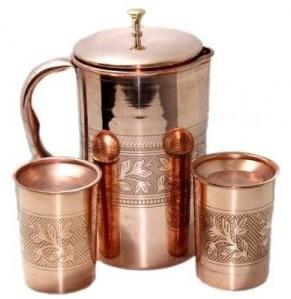 Copper Jug and Glass Set