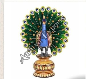 Wooden Carved Peacock Statue