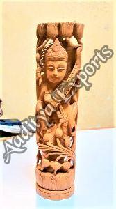 Wooden Carving Sarasvati Statue