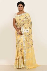 Linen Embroidered Saree