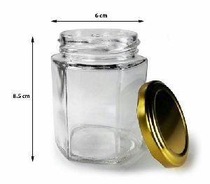 400 ml Glass Hexagonal Jar