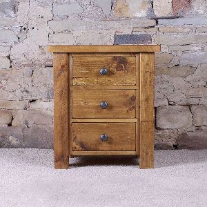 Wooden Bedside Table 3 Drawer