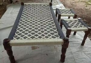 Wooden Charpai With Charpai Stool