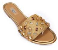Ladies Brown Flat Slippers