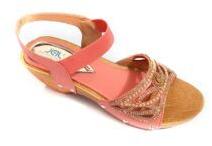 Ladies Peach Wedge Sandals