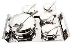 Steel Belly Bowl Spoon and Tray Set