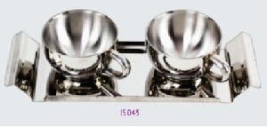 Steel Plain Cup and Tray Set