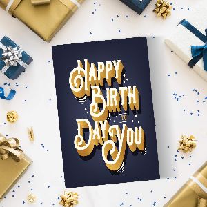 Black And Golden Square Greeting Cards