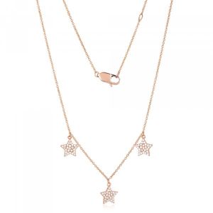 Gold 3 Star Diamond Necklace