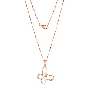 Gold Butterfly Diamond Pendant With Chain