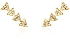 Gold Diamond Triangle Climber Earrings