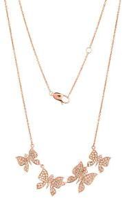 Gold Four Butterfly Diamond Necklace