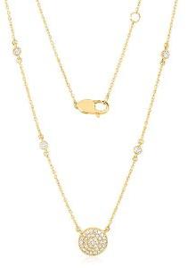 Gold Round Disc Diamond Necklace