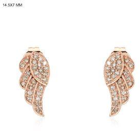 Rose Gold Diamond Feather Earrings