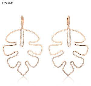 Rose Gold Diamond Leaf Dangle Earrings